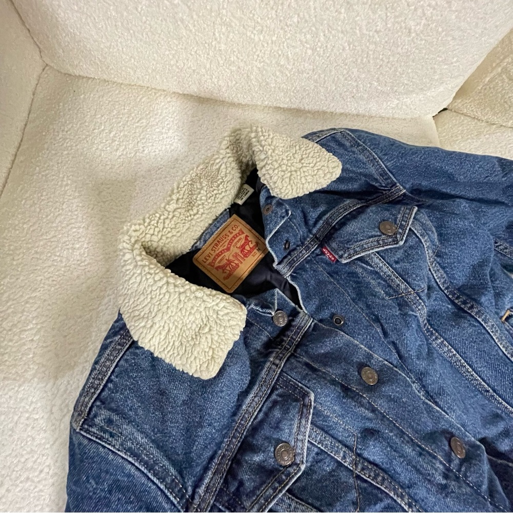 Levi’s jean jacket with teddy/Sherpa fur trim